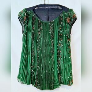 Green Pleated Sacai Blouse for Night Out